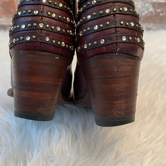 Denver Brown Studded Lady Gabriel Ankle Boots, Size 7.5 - Picture 15 of 17